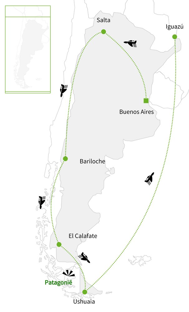 Routekaart van 100% Argentinië